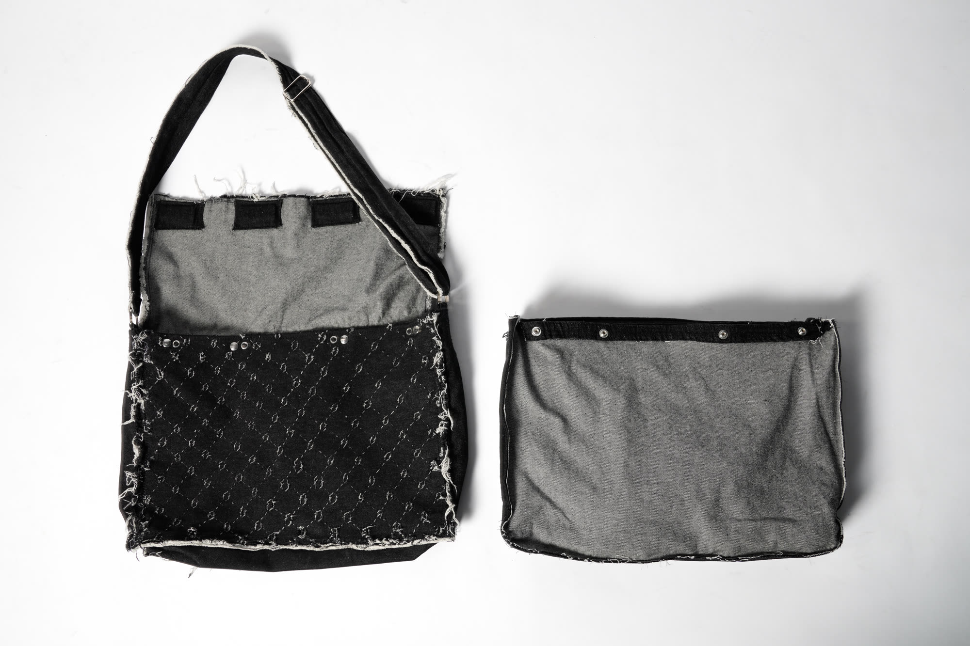 Denim bag frayed monogram