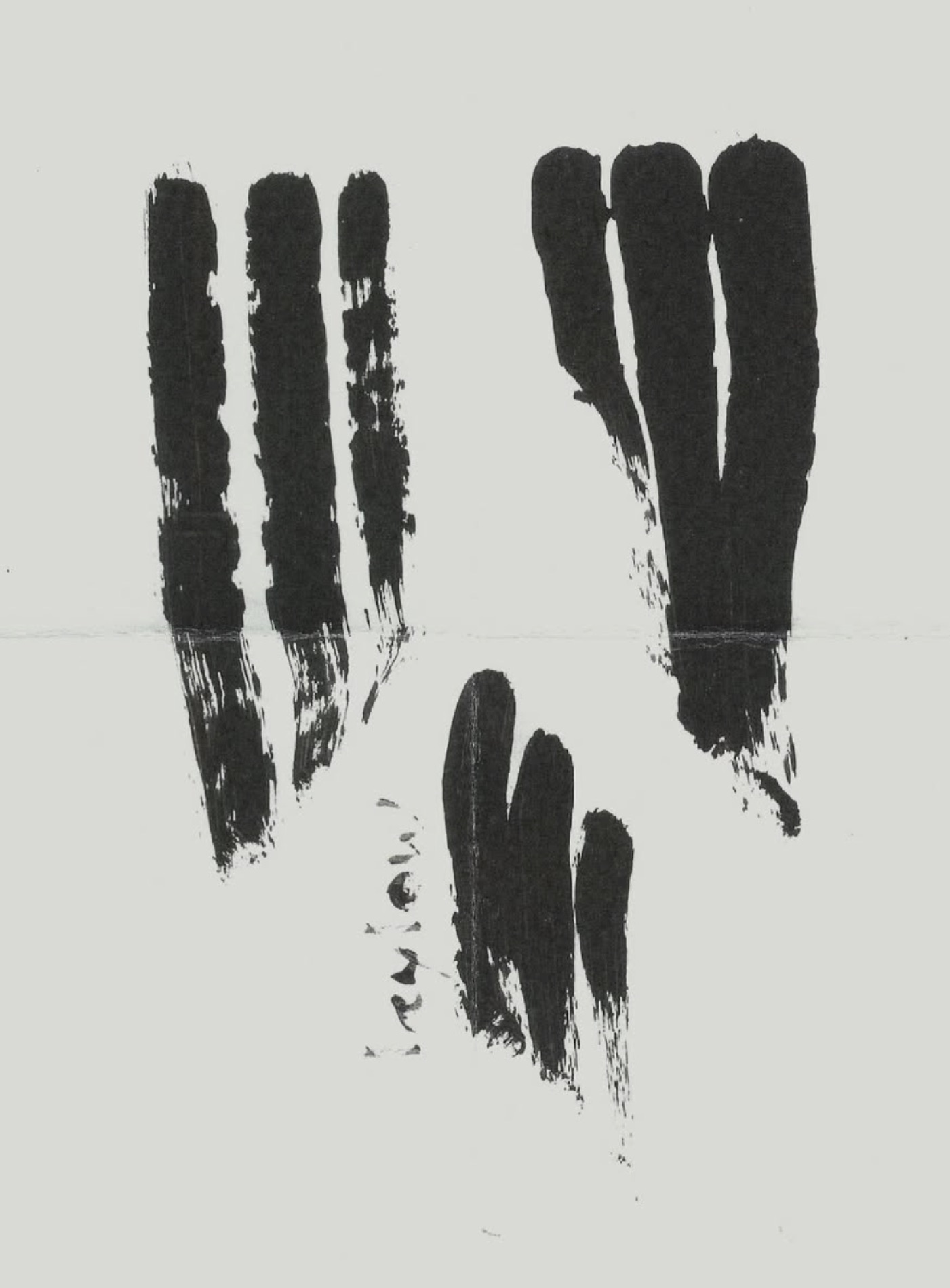 Black brushstroke hand printed on paper